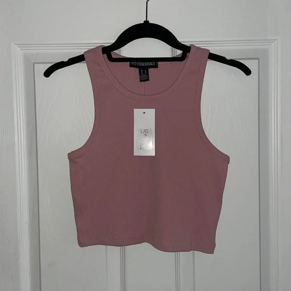 Light Pink Basic High Neck Ribbed Tank Top - Picture 1 of 3